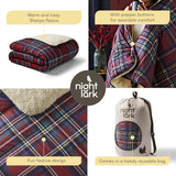 Night Lark Cozy Sherpa Fleece deken, klassieke rode tartan, 9 Tog, luxueus, pluizig, dik en omkeerbaar, perfect voor bank, bed, bank, bank. Hypoallergeen, machinewasbaar, maat: Night Lark Bedden en dekbedden