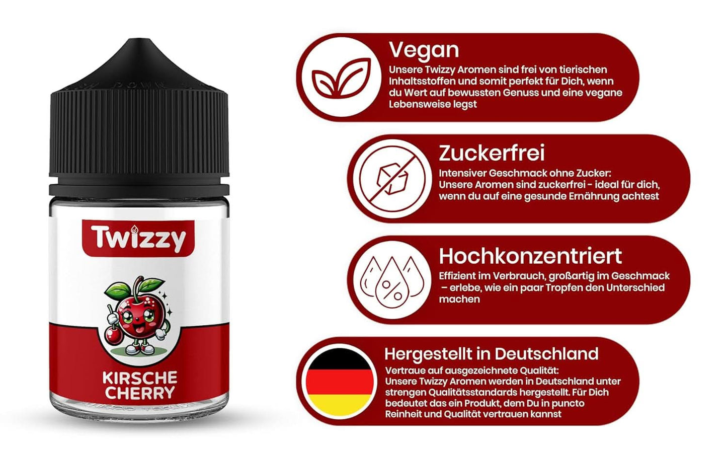 Twizzy Kersenvoedselsmaak - 60 ml - Intense smaak - Ideaal voor het bakken van Aroma's Naty Shop