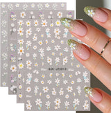 JMEOWIO 3D Nagelsticker Blumen Nail Art Sticker Selbstklebend Nagelaufkleber 5D Stereoskopisch Zomer Frühling Blumen Dekoration Nageldesign Zubehör 4 Blatt