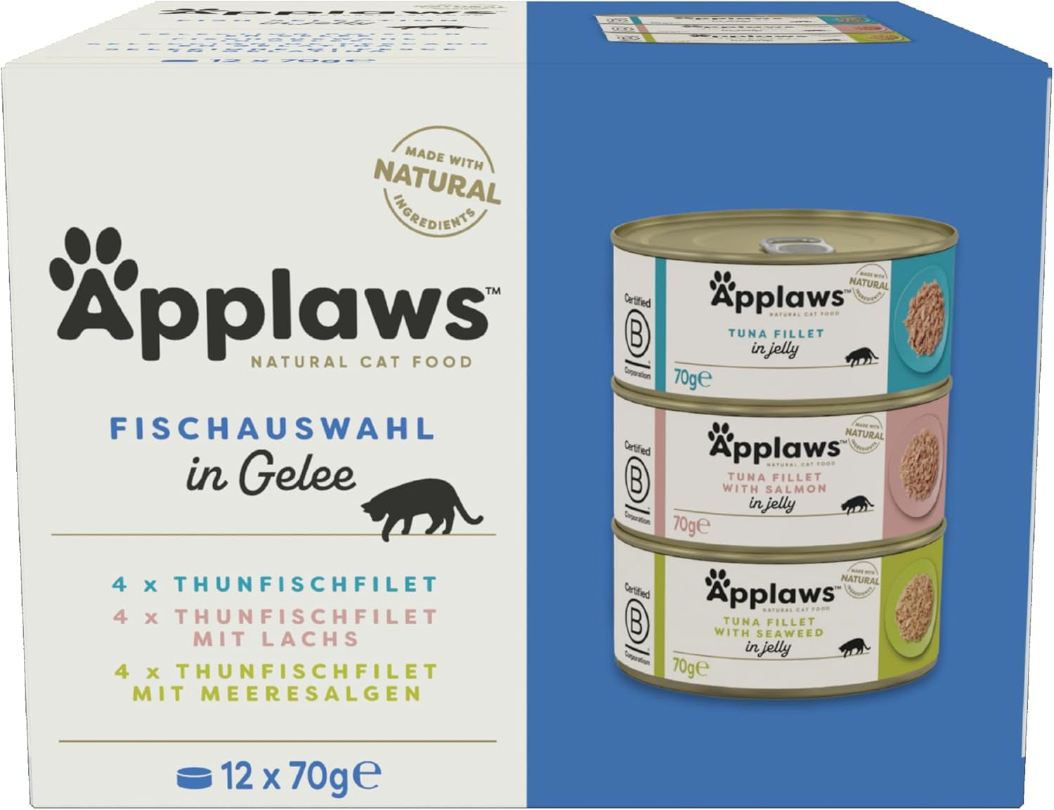 Applaws natuurlijk kattennatvoer kwallenselectie (pak van 12 x 70 g)