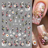 Pruimenbloem Nagelstickers, Wit Roze Bloem Nagelstickers, Bloemnagelstickers met Reliëf, Lente Zomer Bloemnagelstickers, Nagelontwerpen, Nagelaccessoires, Nagelkunst