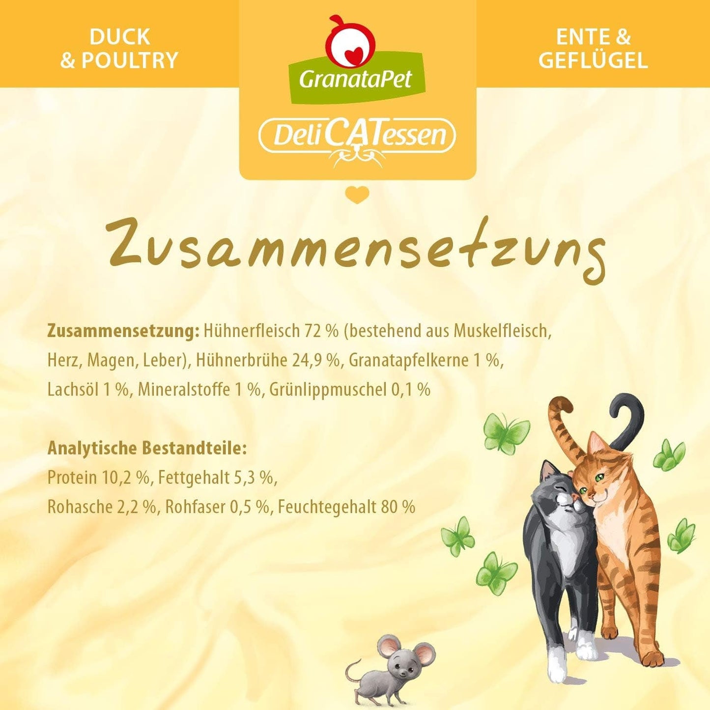 GranataPet DeliCatessen Kip PUR, Nassfutter für Katzen, Futter ohne Getreide & ohne Zuckerzusätze, Katzenfutter mit hohem Fleischanteil & hoogwaardige oliën, 6 x 400 g
