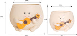 Smiley Gezicht Bloempotten Schattig Hars Hoofd Parelsnoer Bloempot Unieke Gitaar Binnen Buiten Succulente Bloempot Cadeau Idee voor mama