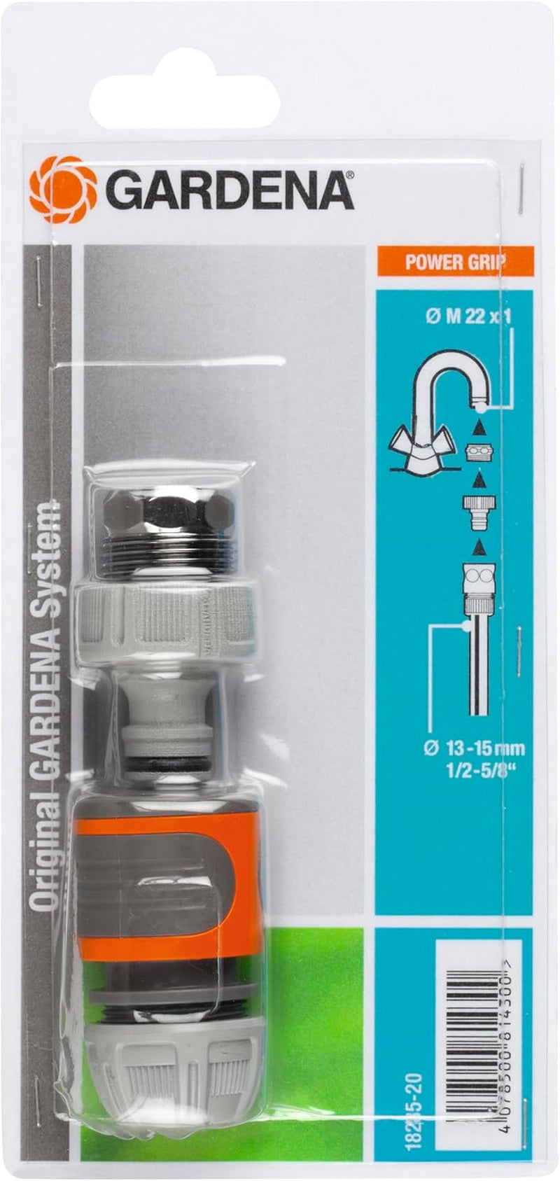 Gardena Koppelingsset: Slangkoppeling voor 13 mm (1/2 inch) en 15 mm (5/8 inch) verlenging, zelfs onder hoge waterdruk, eenvoudige montage (18283-20)