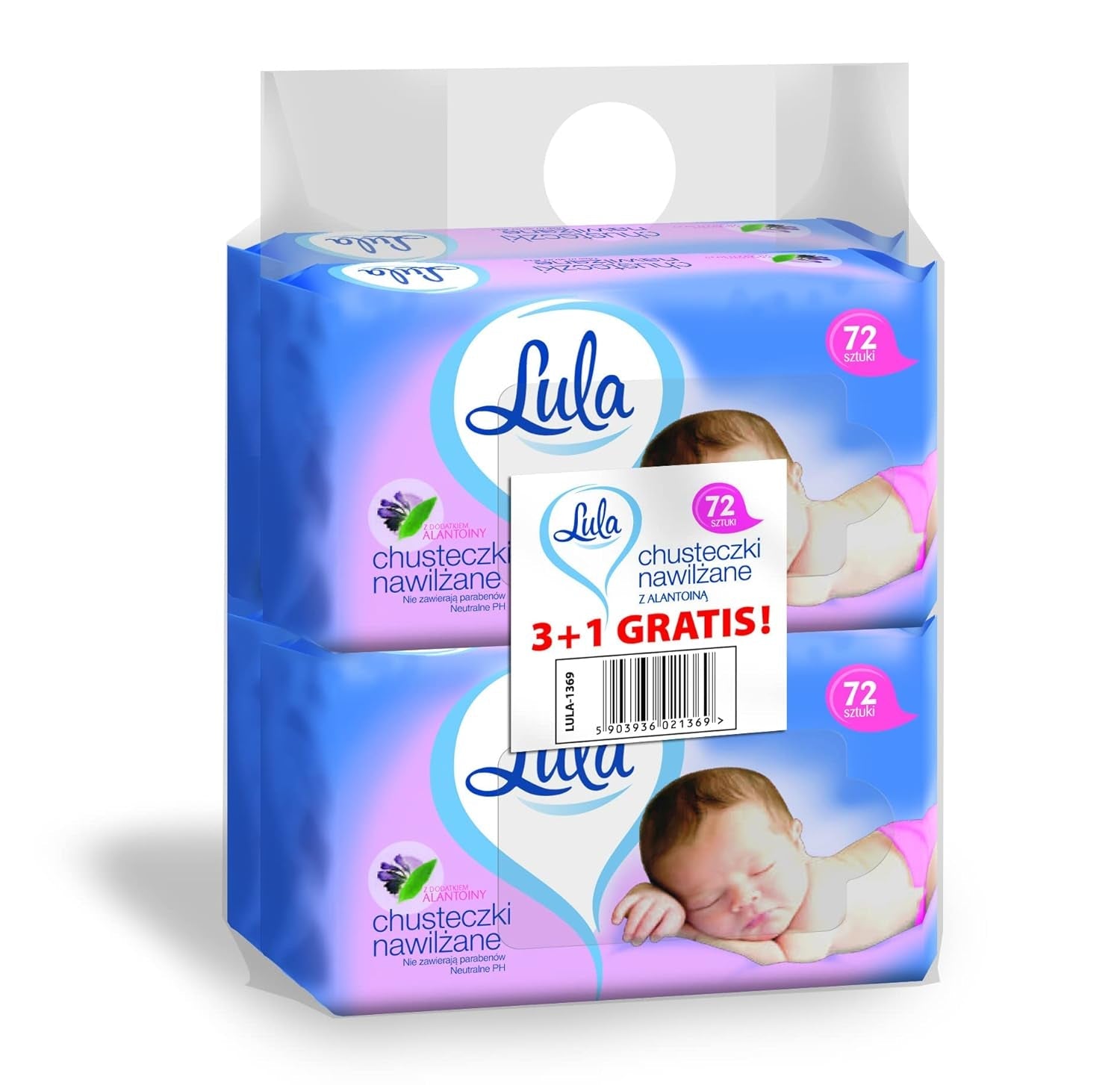 Babydoekjes met ALANTOIN 72 stuks 3 stuks + 1 stuks gratis