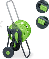 Relaxdays Slangenwagen 45m 1/2" Waterslanghaspel Tuin 82,5 x 43 x 34 cm Grijs-Groen