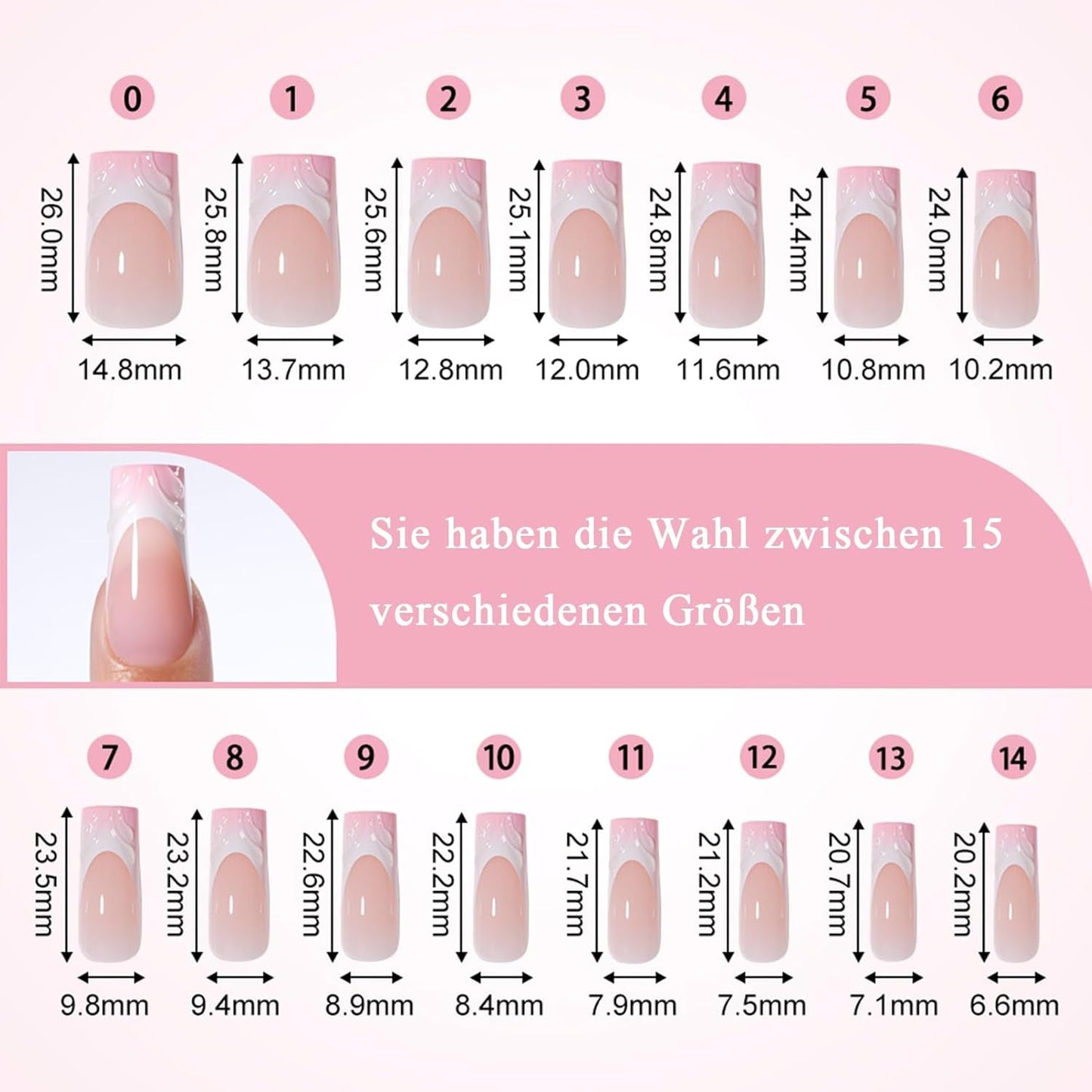 30 stuks Franse nepnagels - lijm op kunstnagels - zachte gelnagels voor dames - acryl zelfklevende nagels vierkante manicure (Frans roze)