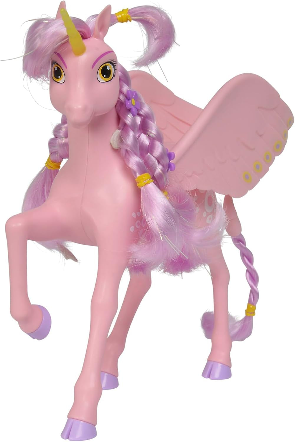 Simba 109480092 - Mia and Me Eenhoorn Kyara, met beweegbare vleugels, haarclips en stylingborstel, 20 cm, vanaf 3 jaar, roze