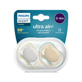 Philips Avent Ultra Air-fopspenen, 2 stuks - Bisfenol A-fopspenen voor baby's van 0-6 maanden (model SCF085/15) Bruin/groen