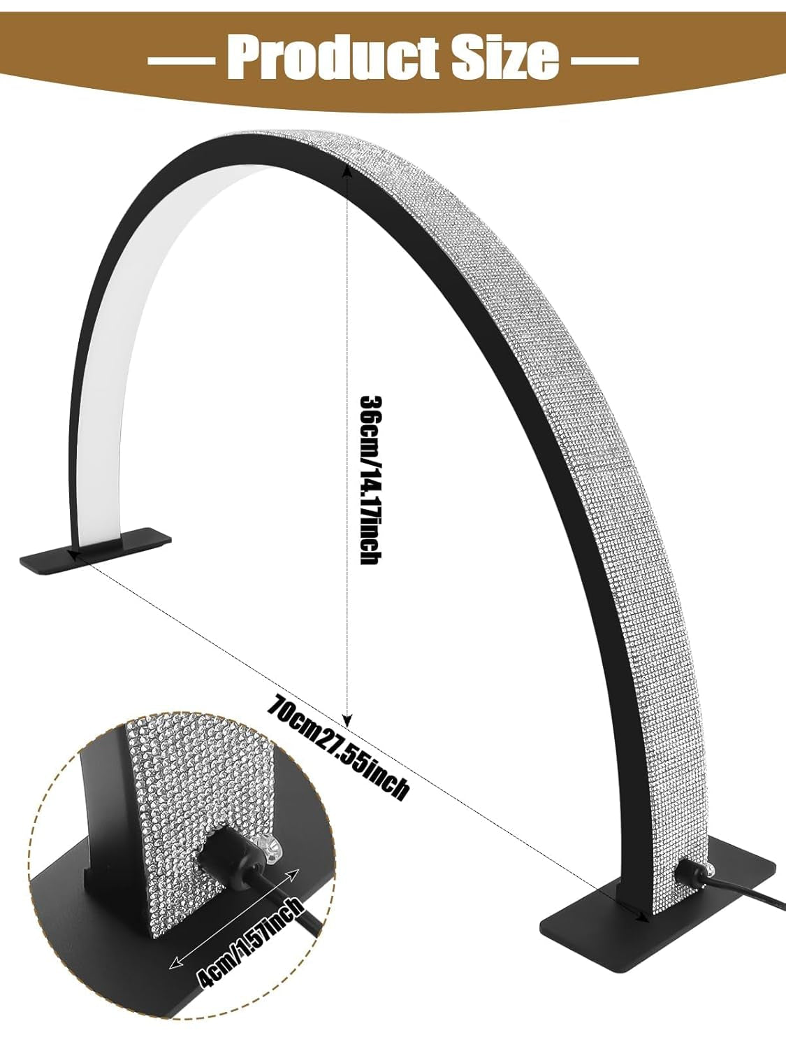 Kalolary Lampadaire, Lash Lumière Pour Extensions De Cils Regglable À 360°, 3000K-6000K Demi-Lune Lamp, Lamp De Beauté (Halvemaanlamp)