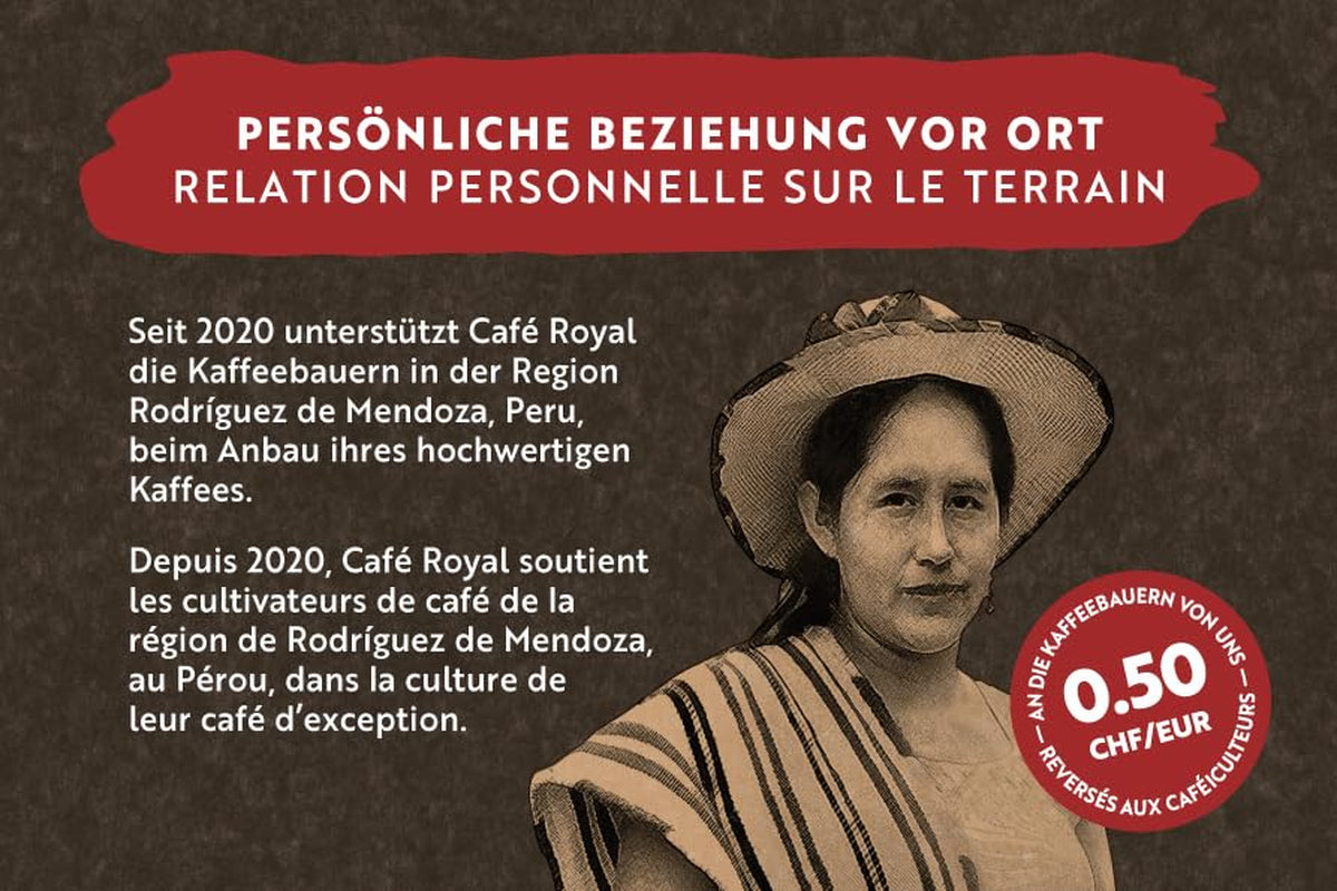 Café Royal Bio Espresso Peru – 100% Arabica Kaffeebohnen, aromatisch-intensief, dunkle Röstung, Stärke 4/5, Bio & Fairtrade, 500 g ganze Bohnen