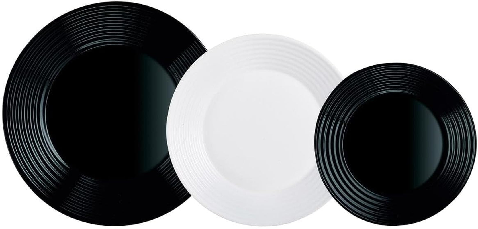 Harena N&b Glasgeschirr, 18-teilig, voor 6 personen, wit en zwart