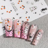 JMEOWIO Nagelsticker Halloween Süßer Geist 9 Blatt Nail Art Sticker Selbstklebend Nagelaufkleber Decoratie Nageldesign Zubehör