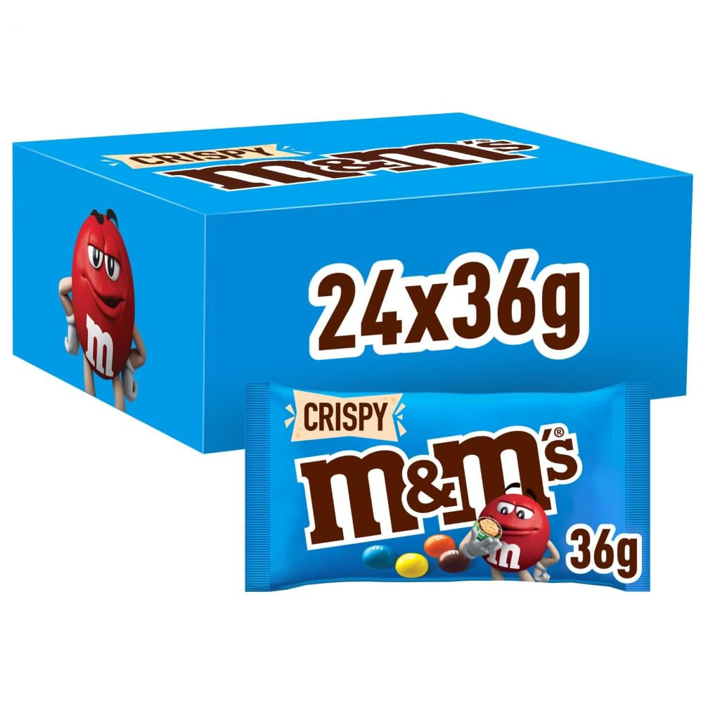 M&M's Pinda Chocolade Bulkverpakking 24 x 45g Chocolade Pinda Smaak Linzen Chocolade Cadeau (1080g) Ideaal als traktatie met voetbalthema