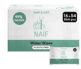Naïf Plastikfreie Feuchttücher 432 Stück (8Er X 54 Feuchttuch) - Pflege Für Babypo, Körper Und Gesicht - 99% Aus Wasser - 0% Parfum en Alkohol - Nachhaltige Feuchttücherbox Eukalyptus Sensitiv Naty Shop 54 Stück (16Er Pack) Water