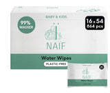 Naïf Plasticvrije Babydoekjes 432 Stuks (8 Pak x 54 Doekjes) - Verzorging voor Babybilletjes, Lichaam en Gezicht - 99% Water - 0% Geur & Alcohol - Doos met Duurzame Vochtige Doekjes, Gevoelige Eucalyptus