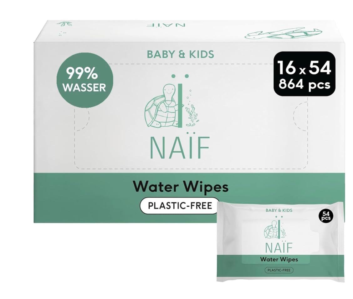 Naïf Plasticvrije babydoekjes 54 stuks (1 pak x 54 stuks) - voor babybilletjes, lichaam en gezicht - natuurlijke ingrediënten