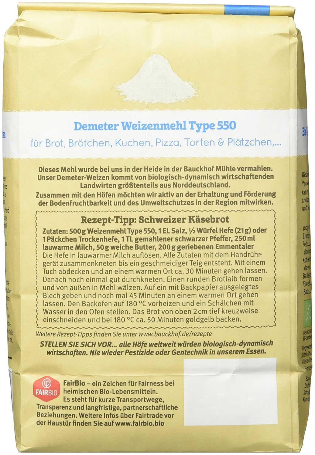 Tarwemeel Hof type 550 Demeter, 1 kg