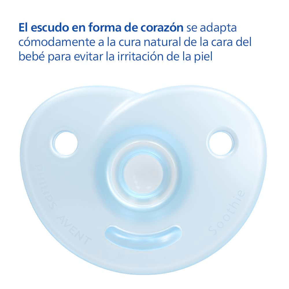 Philips AVENT Soothie - BPA-vrije fopspeen voor baby's van 0-6 maanden, blauw/lichtblauw (model SCF099/21)