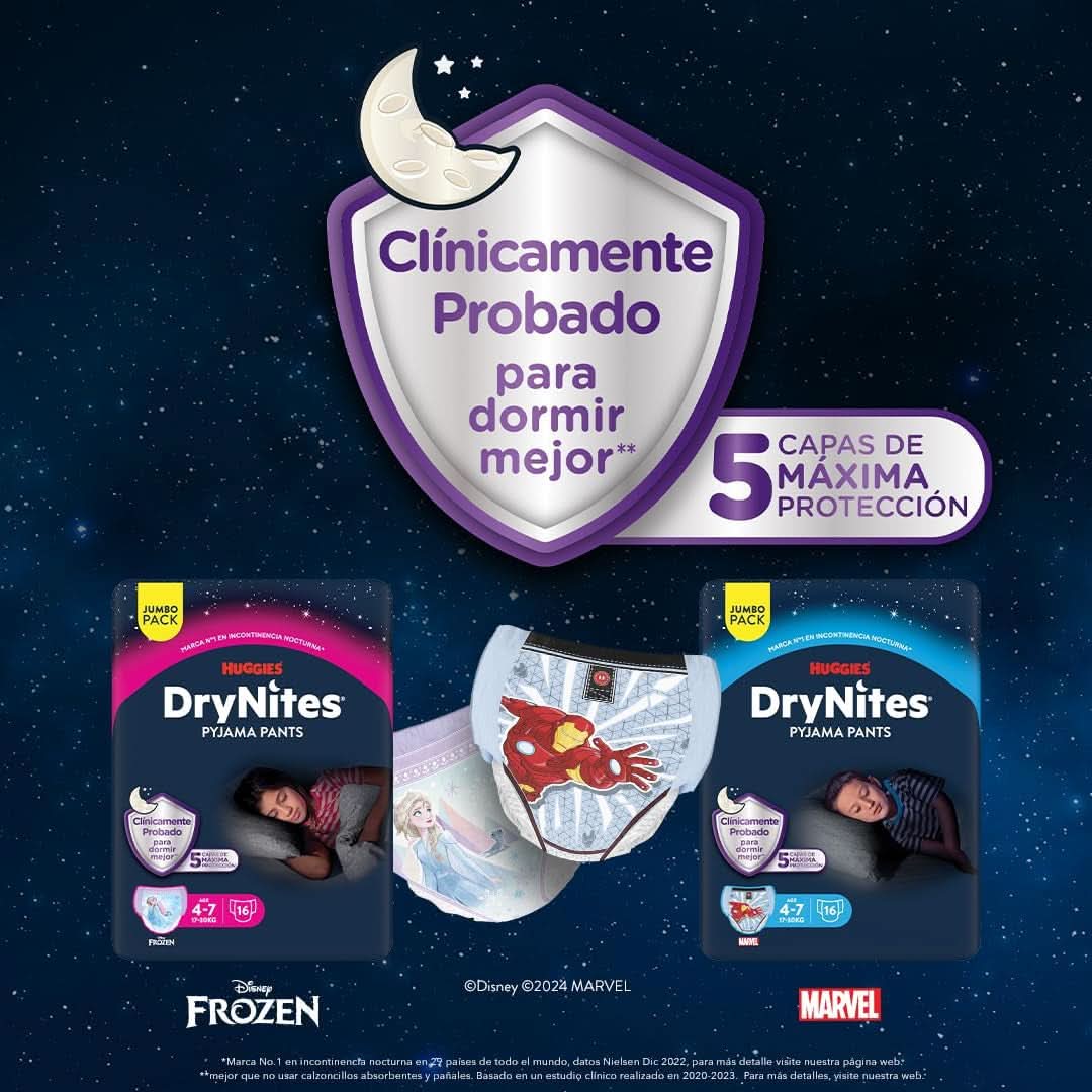 Dry Nites pyjamabroek voor meisjes 3-5 jaar, 1 pak (16 stuks) Naty Shop