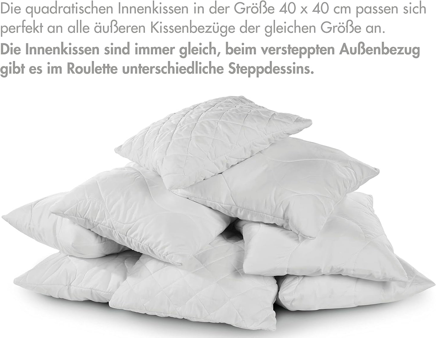 Traumnacht Comfortabel roulettekussen, Set van 4 kussens, Met gewatteerde hoes en schuimvulling, 40 X 40 cm, Oeko-Tex gecertificeerd, Gemaakt volgens de Duitse kwaliteitsnorm Naty Shop standaardkussens