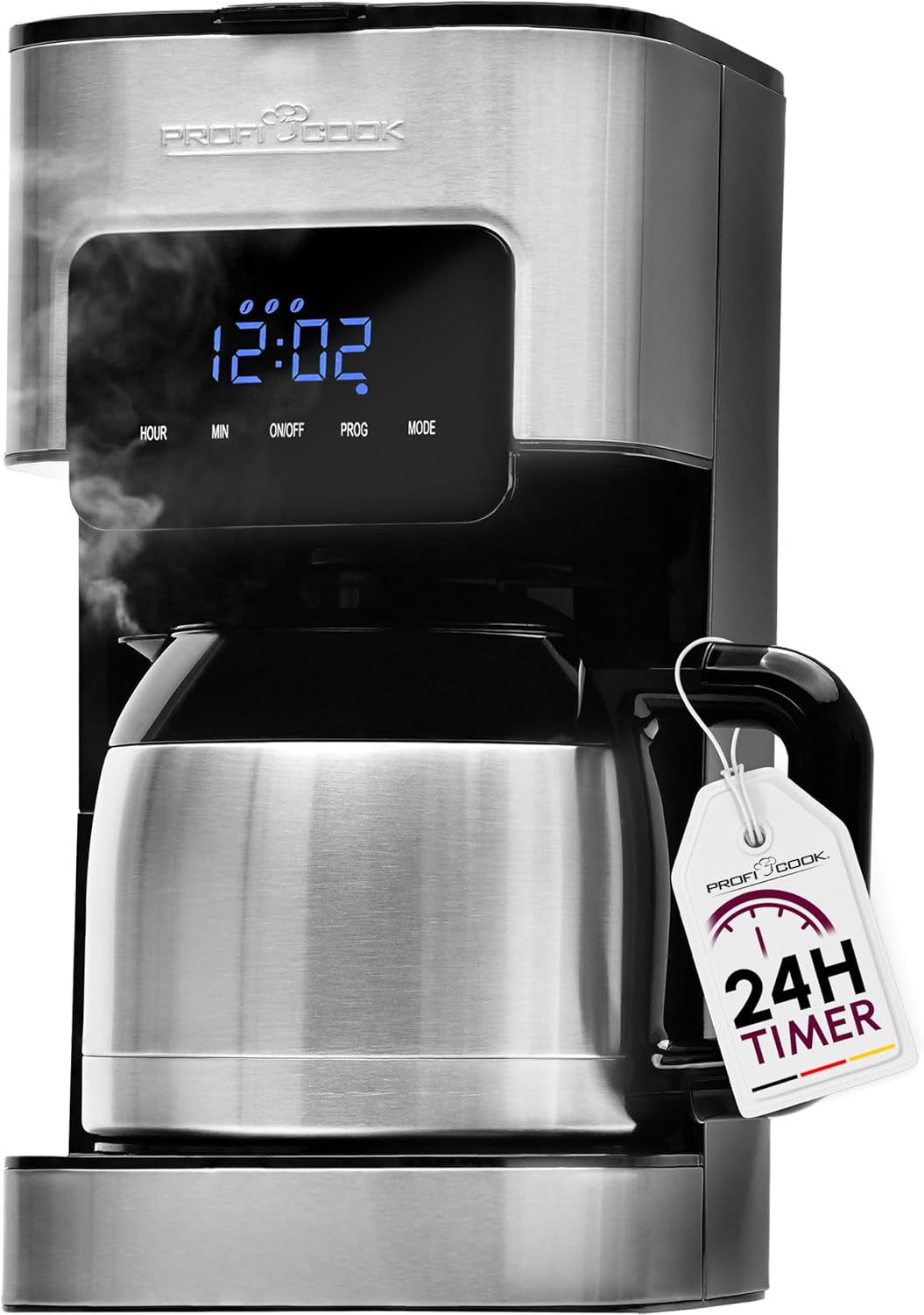 Koffiezetapparaat Profi Cook | 8-10 kopjes | Timer | Sensoraanraakbediening | Dubbelwandige thermoskaraf van 1,2 liter | Smaakzegel | RVS filterkoffiezetapparaat | PC-KA 1191