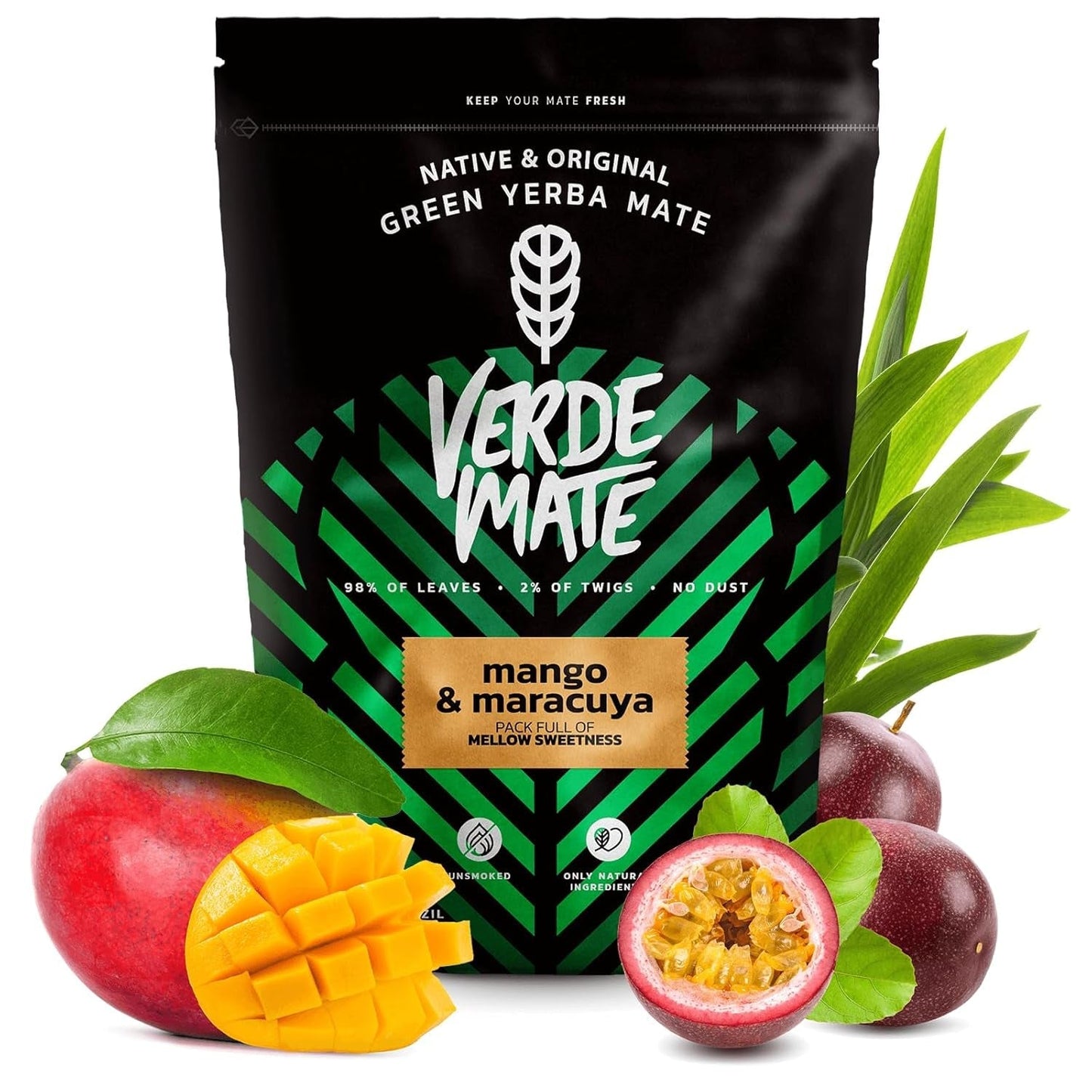 Green Mate Groene Mango & Maracuya 0,5Kg | Mate fruitthee | De exotische smaak van Mate thee De kracht van verkoeling | Natuurlijke stimulatie | Mate Thee uit Brazilië | 500 gr