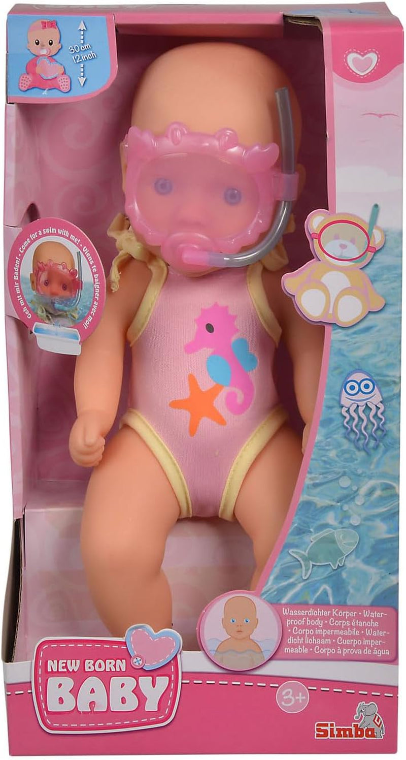 Simba 105030172 - Babybadpop voor pasgeborenen, vinylpop in badpak met zwembril, 30 cm, pop, vanaf 3 jaar Poppen Naty Shop