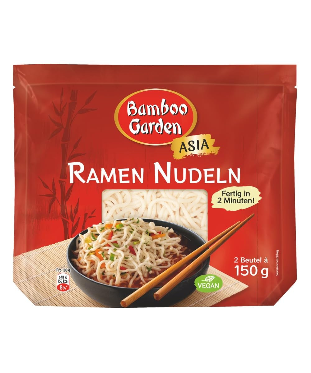 Bamboo Garden - Voorgekookte Ramen-noedels | Klaar in 2 minuten | Veganisten | 300 gram in een zak