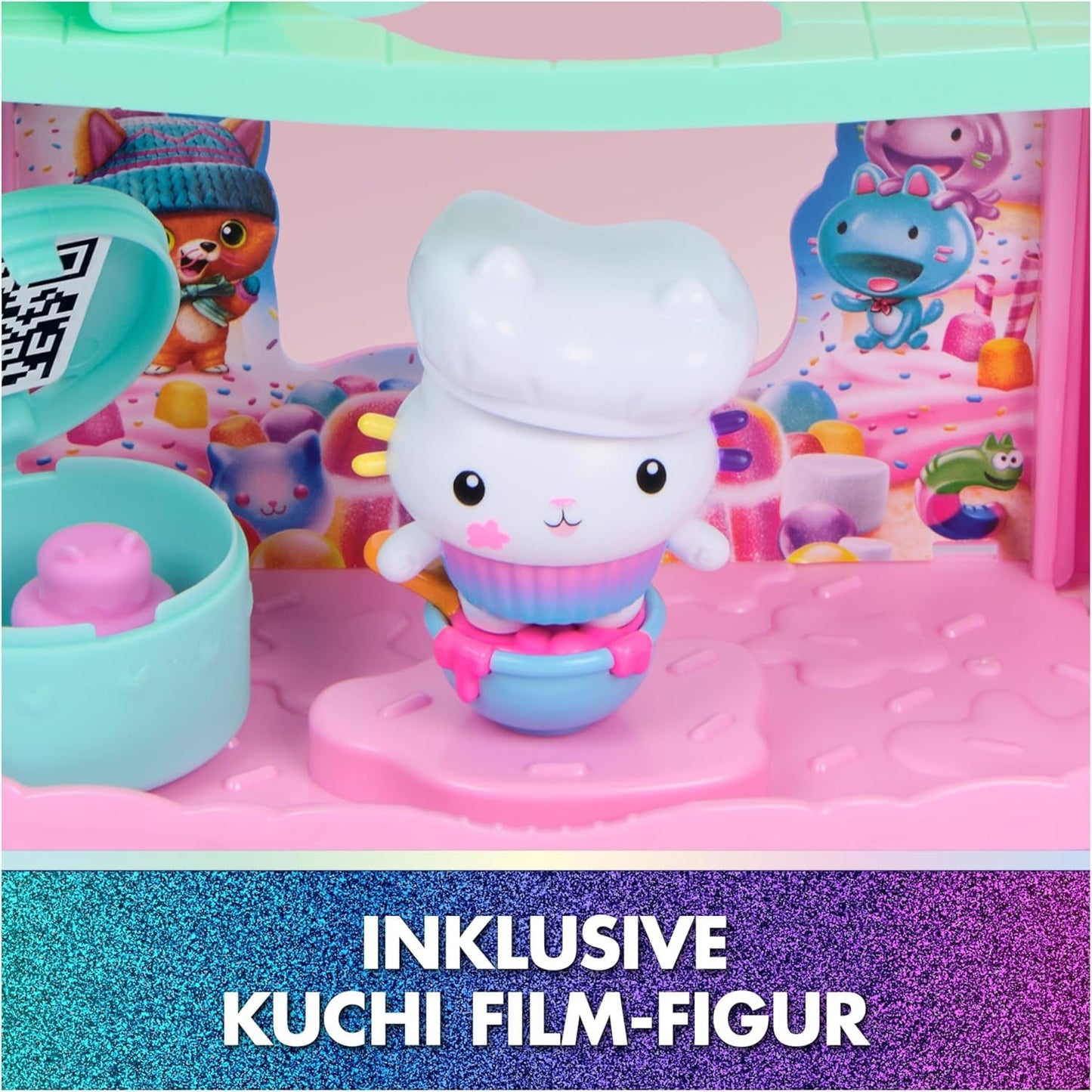 DREAMWORKS GABBY'S POPPENHUIS: DE FILM - Portaalkamer Kuchi's met suiker bestrooide keuken met figuur en accessoires, voor kinderen vanaf 3 jaar