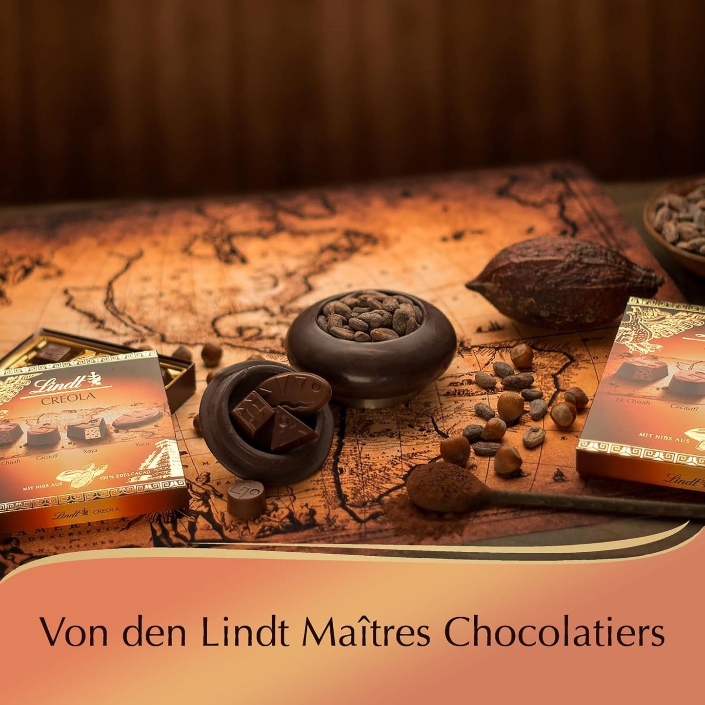 Lindt-chocolade | Creoolse pralinédoos | 100g | 9 pralines in 4 heerlijke assortimenten, gemaakt van 100% fijne cacao, zonder alcohol | Chocolade cadeauset