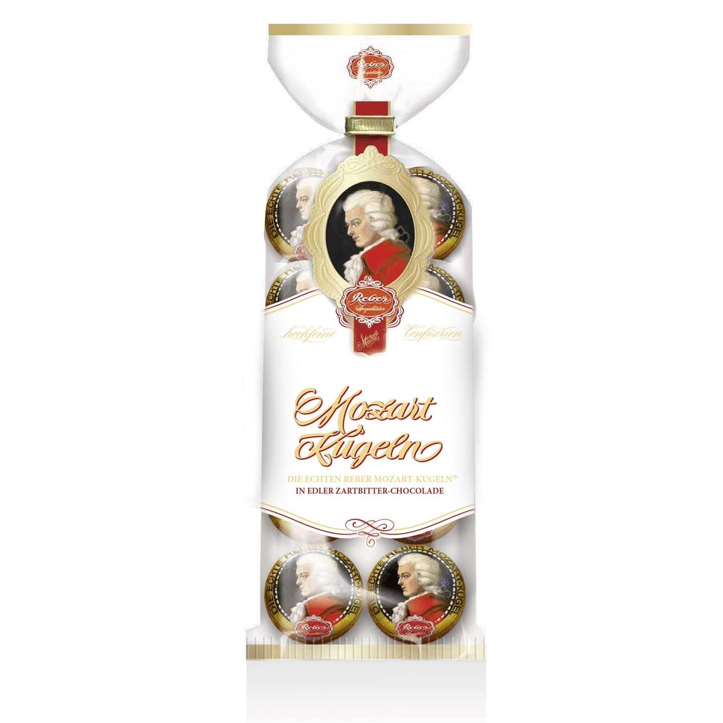 Reber Mozart Balls - Snoepzakje van 8 stuks - Echte Reber Mozart Balls Pure chocolade, marsepein en nougat - 1 x 160 g