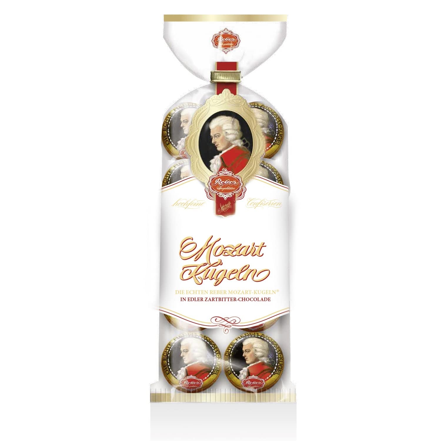 Reber Mozart Balls - Snoepzakje van 8 stuks - Echte Reber Mozart Balls Pure chocolade, marsepein en nougat - 1 x 160 g
