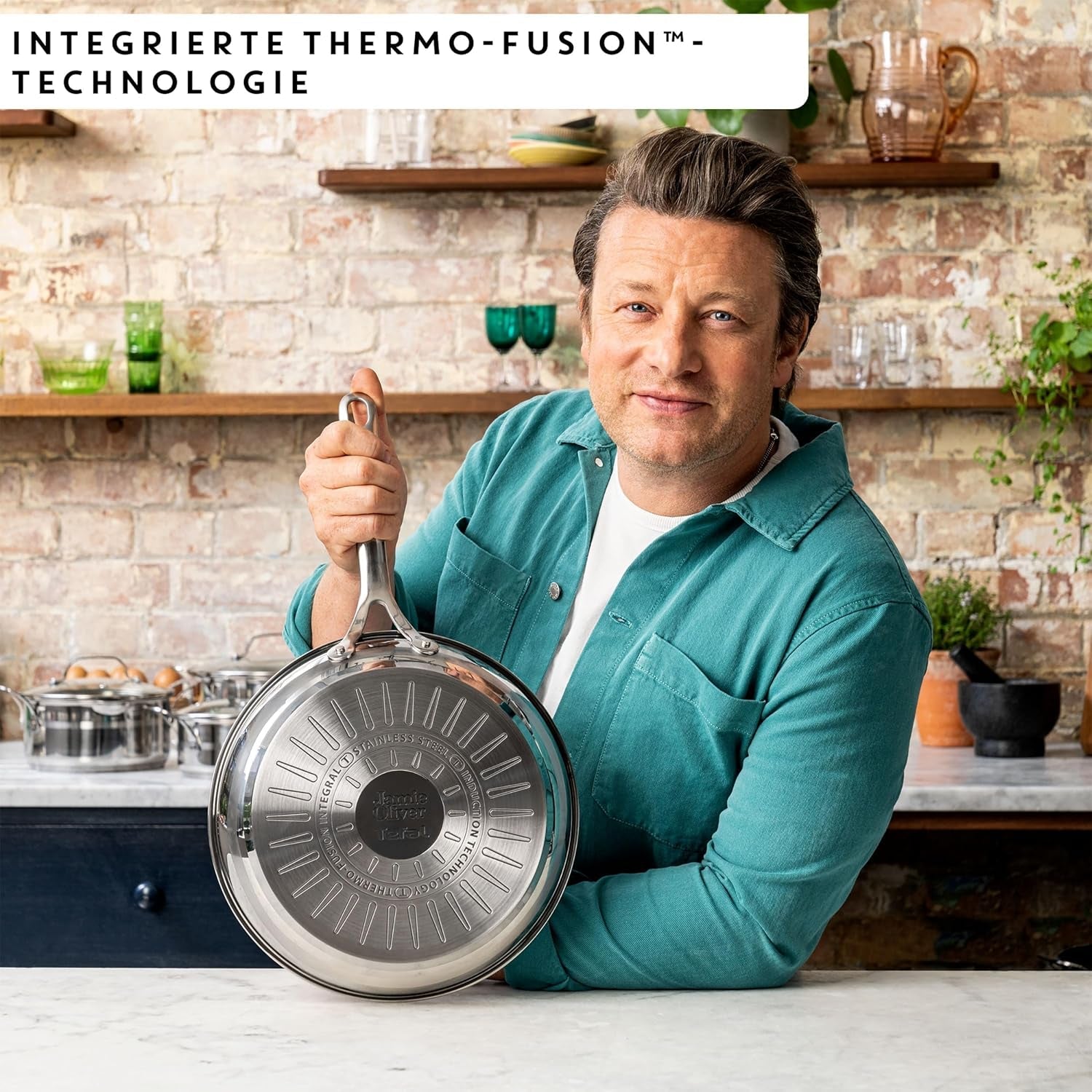 Jamie Oliver by Tefal Cook Slimme koekenpan 28Cm, Ongecoat roestvrij staal, Geschikt voor inductie Potten en pannen Naty Shop