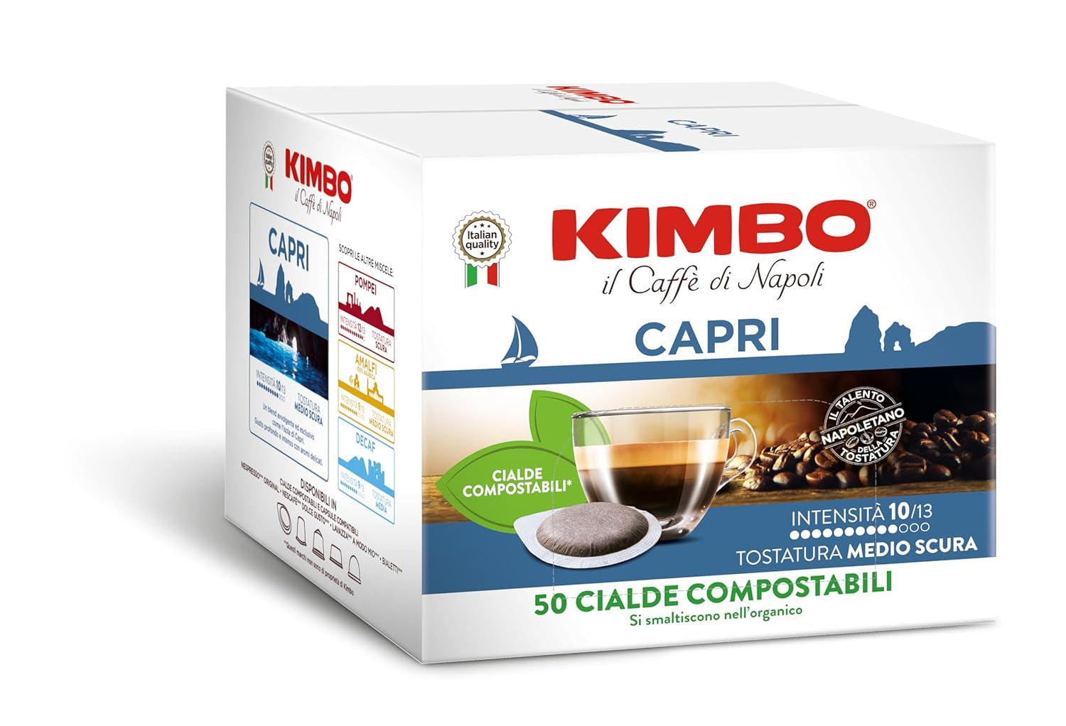 , Le Meraviglie del Gusto Capri, 50 Kaffeepads, Tiefer en Intensiver Gesmack, Intensität 10/13, Mittel-dunkle Röstung, 1 Packung met 50 Pods