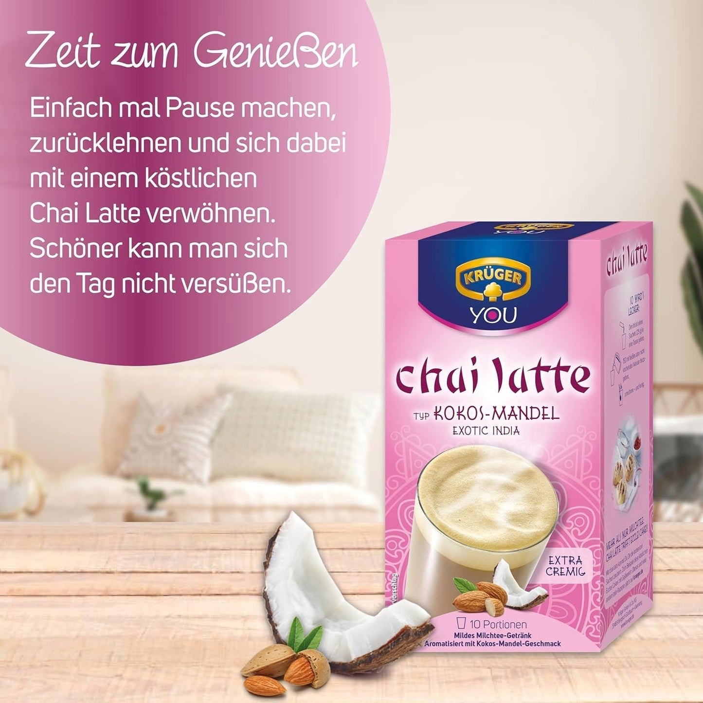 KRÜGER Chai Latte Exotic India type kokosnoot-amandel (1 x 0,25 kg)