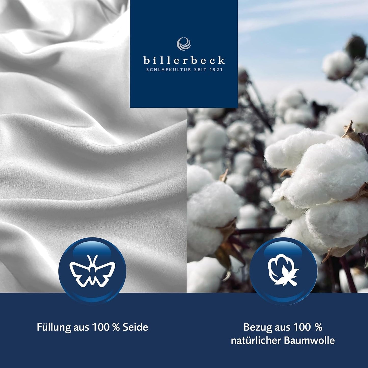 Billerbeck Simone Superlight dekbed - zijden dekbed - 135 X 200 Cm - zomerdekbed, verkoelend dekbed, licht zomerdekbed - 100% katoen, wit Dekbedden en quilts Naty Shop