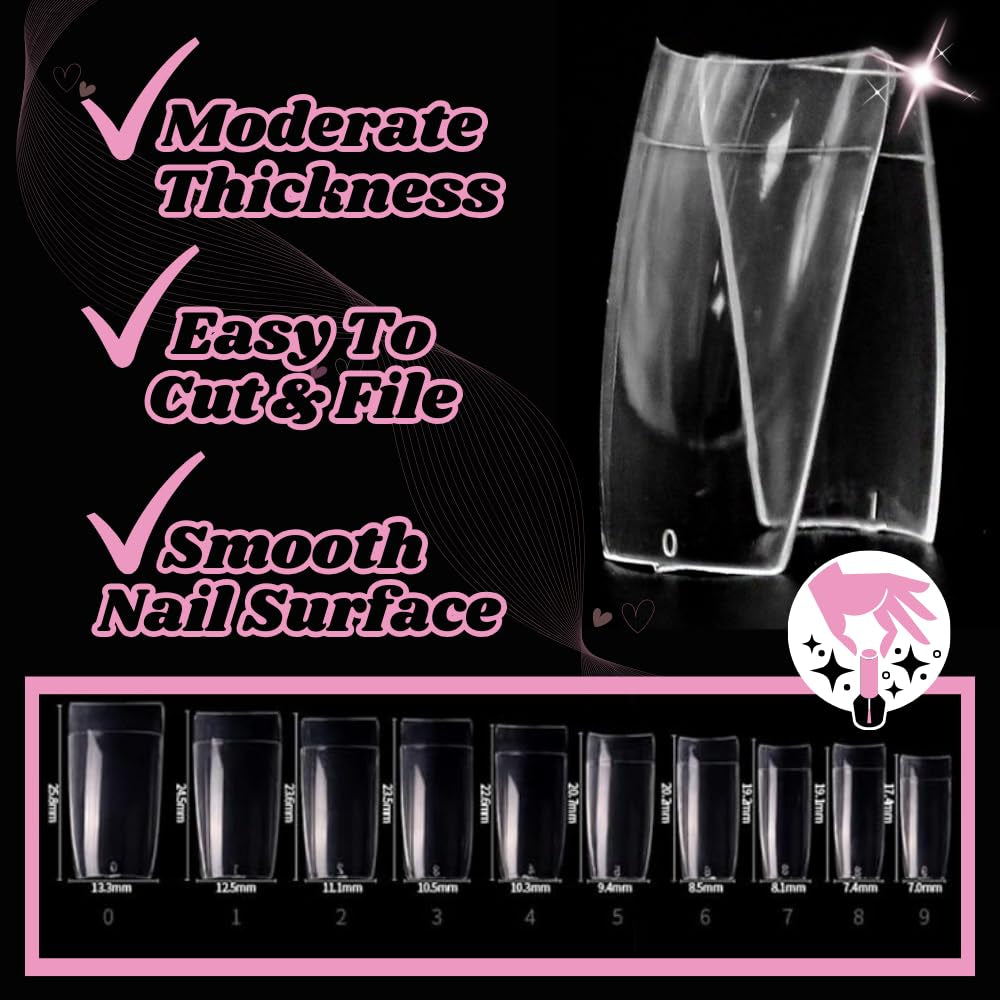 TRIXES 500 stuks gelnageltips Franse nagels Heldere acryltips voor doe-het-zelf-manicure 10 verschillende ontwerpen