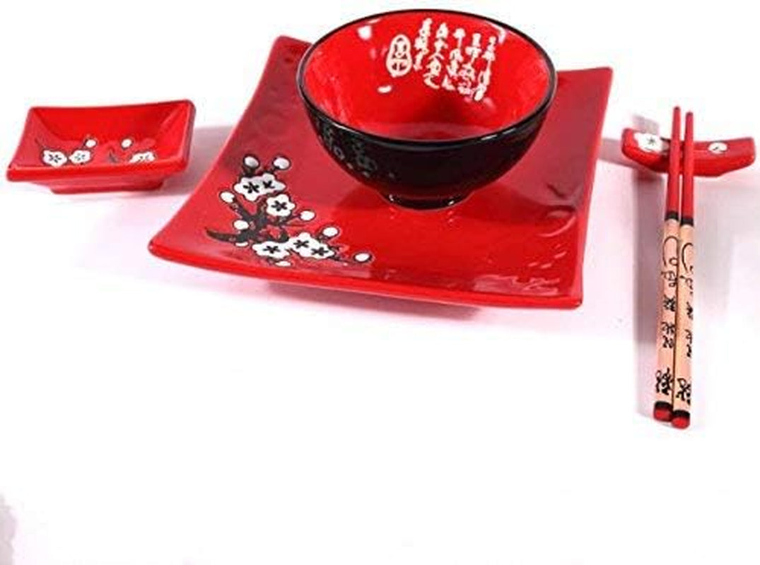 Compleet Japans tafelservies 2381, porselein, rood