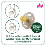 nip - Kersengroen | 0-6 maanden | Pak van 4 | Babyfopspeen, geschikt voor borstvoeding en tandjes krijgen. Duurzame speen, gemaakt van natuurlijke grondstoffen, lichtgroen/bruin