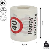 Set van 4 toiletpapieren "Happy 40th birthday" │40th birthday 24 meter 2-stoffen 180Gr/Qm │ Toiletpapier motief toiletpapier (4 X toiletpapier 40)