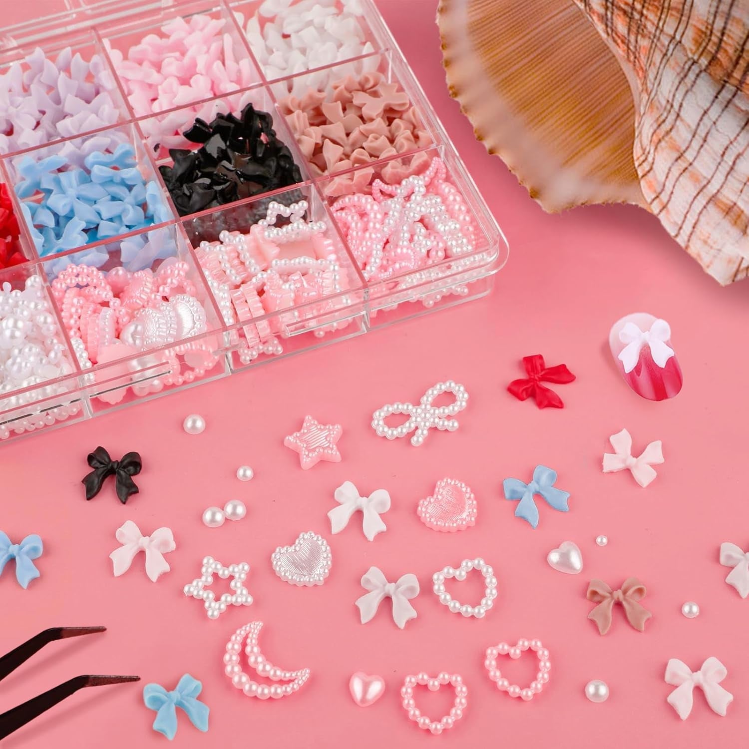 500 stuks 3D-nagelbedel Schleifen Charms Nägel Nail Art Charms Schleife Nagel Charms Nägel Nail Art Schleifen Nageldekorationen Mit Aufnahmewerkzeug Für Frauen en Mädchen Nagel-Diy-Zubehör