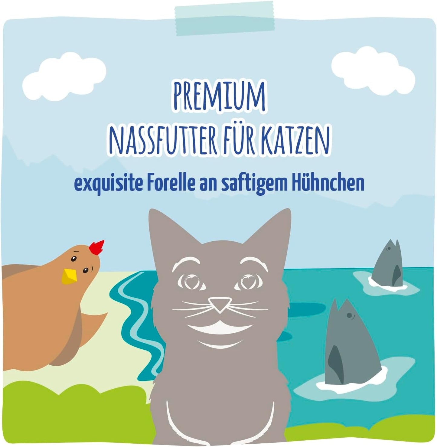 MjAMjAM - Premium natvoer voor katten - Verfijnde forel met sappige kip, 6 stuks (6 x 400 g), graanvrij
