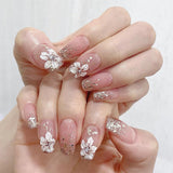 Kunstnagels Natuurlijke glitter Korte druk op acryl Zelfklevende glitternagels voor dames Meisjes Nagelkunstaccessoires 48 stuks