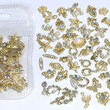 50 Stück Gold Nail Charms,Mix Styles Glitzersteine ​​​​Nägel Perle Legierung Nagel Steine ​​​​Blume Schmetterling Strasssteine ​​​​Nägel Herz Stern Nagel Charms DIY Nail Art Zubehör Frauen Nägel Deko