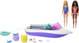 Barbie HHG60 - Zeemeermin-motorboot met 2 poppen (blond/brunette) en diverse accessoires, speelgoed voor kinderen vanaf 3 jaar