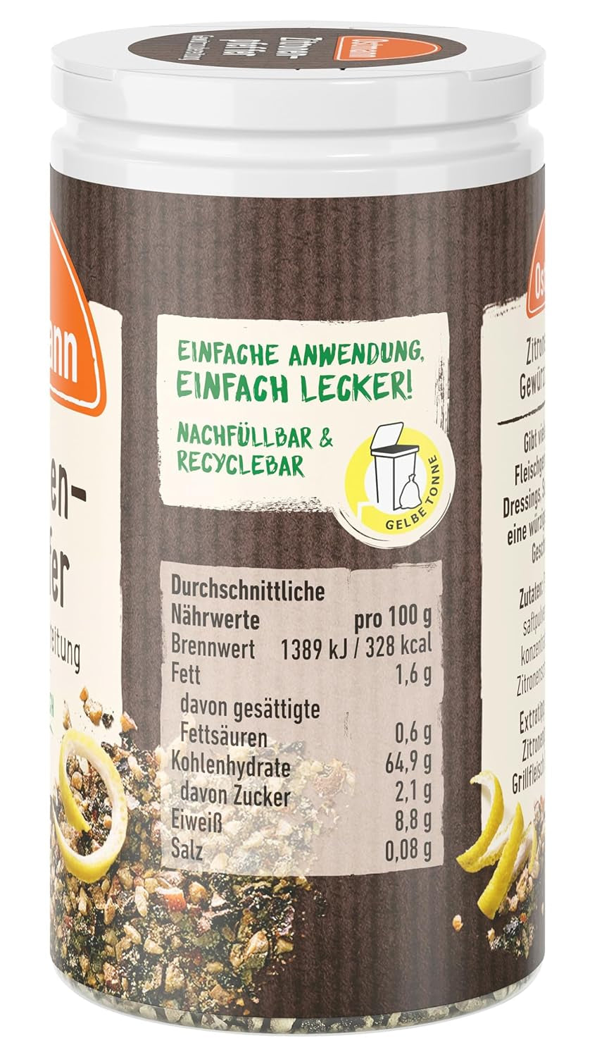 Ostmann Gewürze - Zitronenpfeffer Gewürzzubereitung | Voor saladedressings, sauzen en visgerechten 40 g in Der Streudose