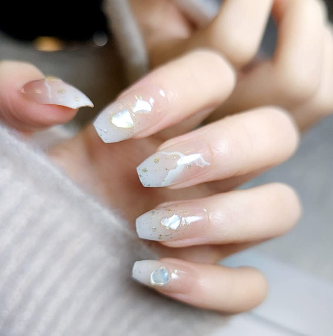 24 stuks vierkant naakt Franse korte volledige dekking kunstnagels druk op nagels voor dames meisjes