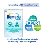 Humana SL Expert, vanaf de geboorte, speciale formule voor koemelkintolerantie veroorzaakt door lactose-intolerantie, galactosemie of koemelkeiwitallergie, voor zuigelingen en jonge kinderen, 600 g