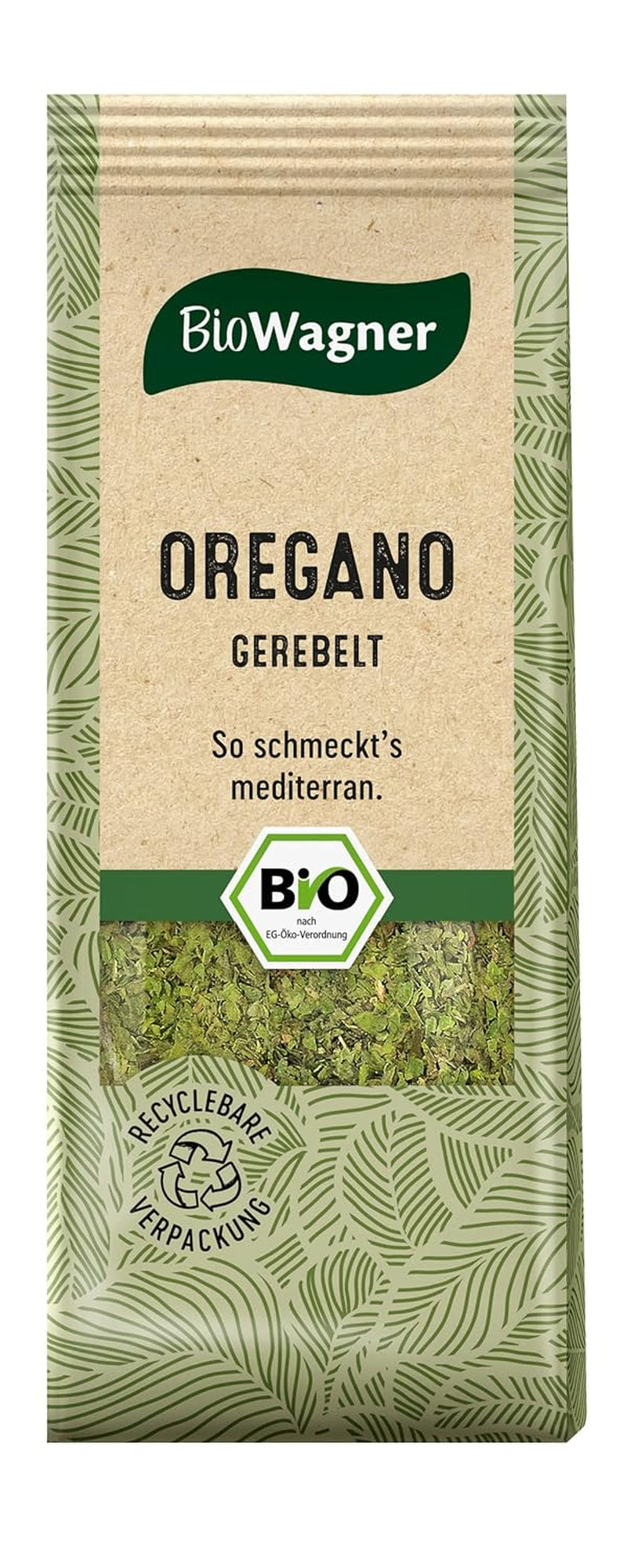 BioWagner - Bio Oregano Gerebelt | Mediterrane tonen voor pizza, pasta of fleischgerichte | natuurbelassene Bio-Zutaten | recyclebaar Verpackung | 10 gram